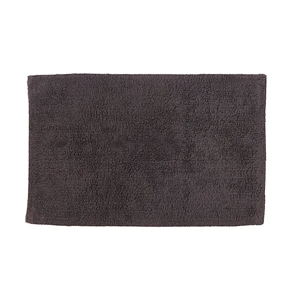 Tapis de bain rectangulaire GoodHome Koros anthracite en coton L.80 x l.50 cm