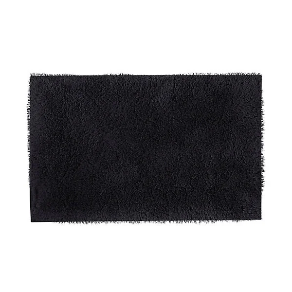 Tapis de bain rectangulaire GoodHome Sedna coloris noir en polyester L.80 x l.50 cm
