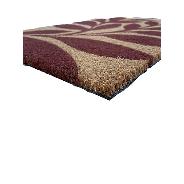 Tapis d'entrée absorbant fibres de coco feuillage terracotta L.40 x l.60 cm