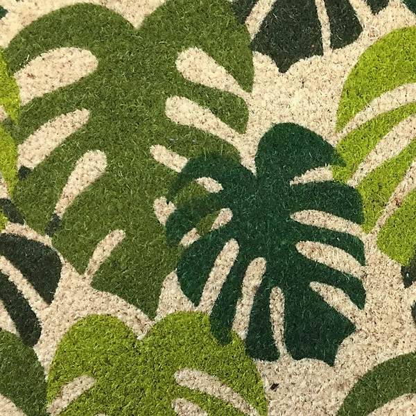 Tapis d'entrée coco feuillage L.60 x l.40 cm