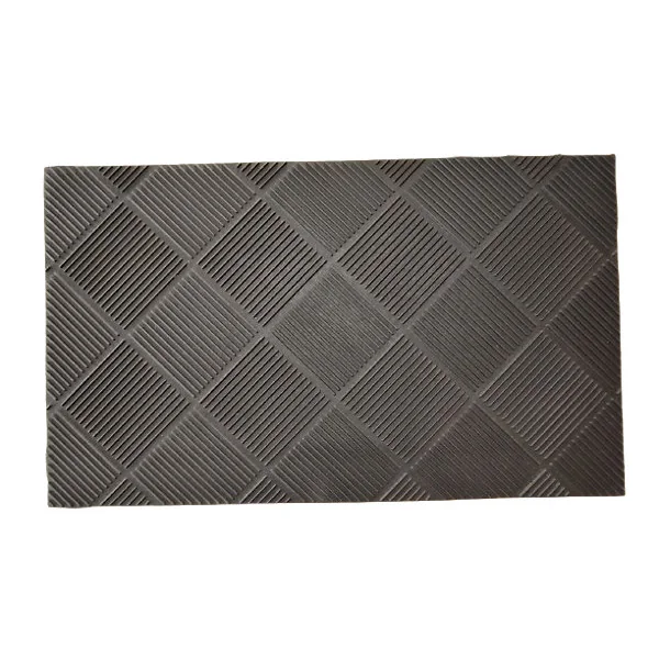 Tapis d'entrée extérieur grattoir en caoutchouc noir L.75 x l.45cm