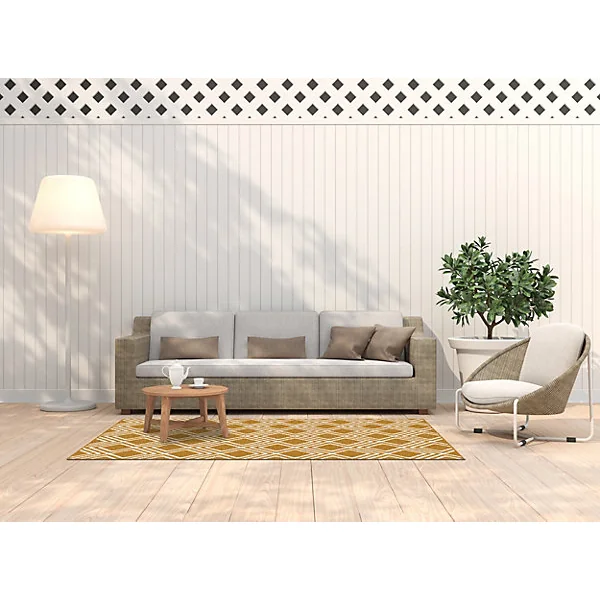 Tapis d'extérieur Tio graphite jaune l.150 x L.200 cm