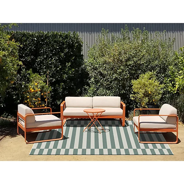 Tapis d'extérieur Tio rayé vert l.150 x L.200 cm
