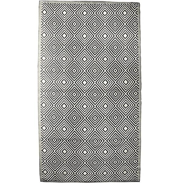 Tapis d'extérieur tissé imprimé losanges noir L.170 x l.120cm Dylrev