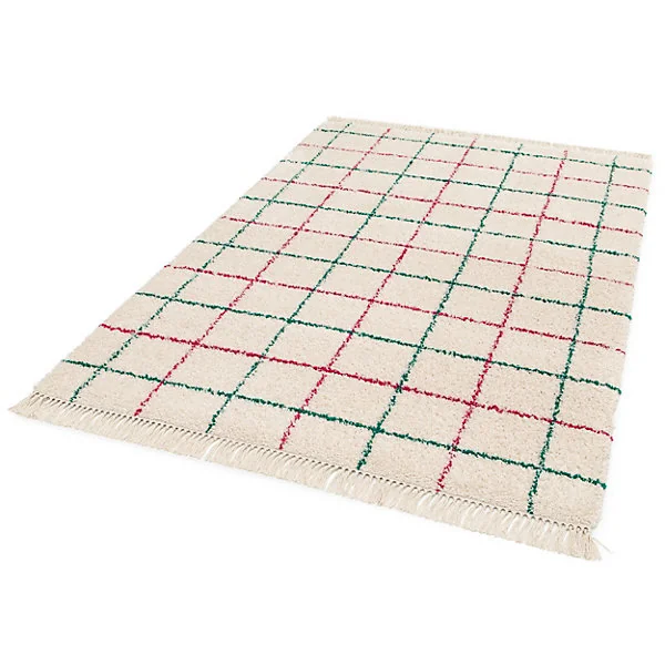 Tapis d’intérieur décoratif motifs quadrillé rose et vert 230x160 cm Balta