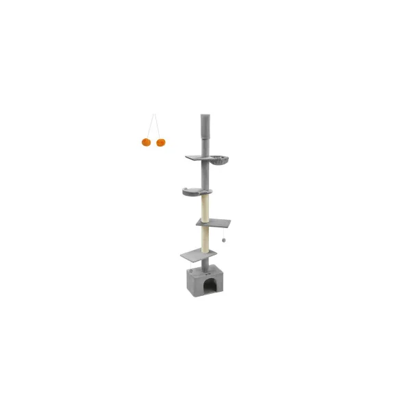 Tour de Jeu Chat Arbre à Chat du Sol au Plafond 231-291 cm Gris Clair