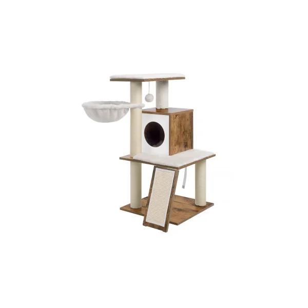 Tour de Jeux Félin 96 cm Arbre à Chat Griffoir Brou de Noix