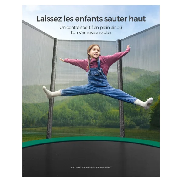 Trampoline Enfant Extérieur 244Ø pour Jardin avec Filet de Protection et Échelle