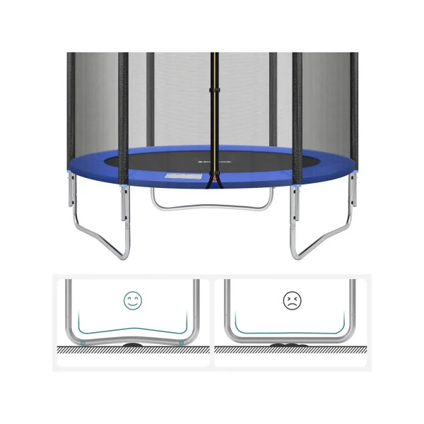 Trampoline Enfant Extérieur Ø 183 cm pour Jardin Bleu et Noir avec Filet de Protection et Échelle