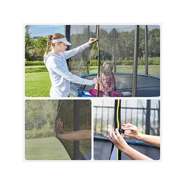 Trampoline Enfant Extérieur Ø 183 cm pour Jardin Bleu et Noir avec Filet de Protection et Échelle