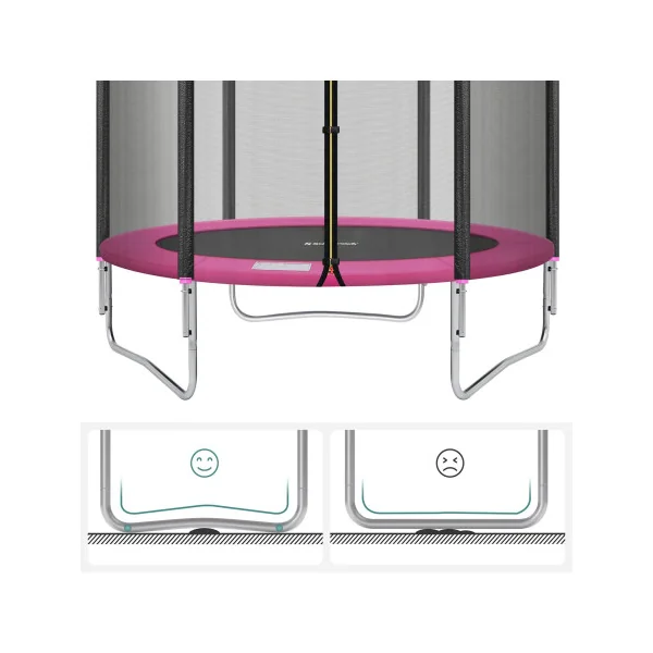 Trampoline Enfant Extérieur Ø 183 cm pour Jardin Rose et Noir avec Filet de Protection et Échelle