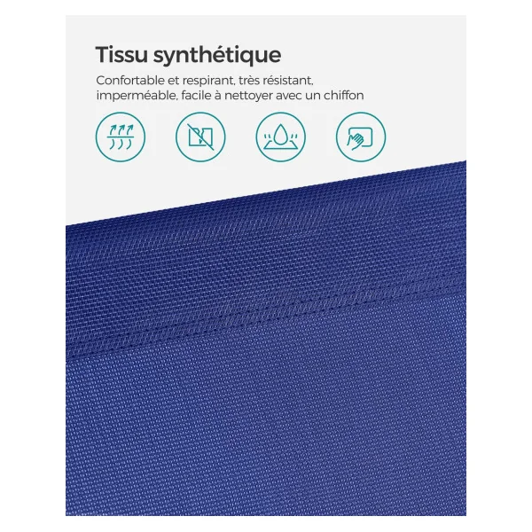 Transat Bleu Foncé avec Parasol Bain de Soleil en acier