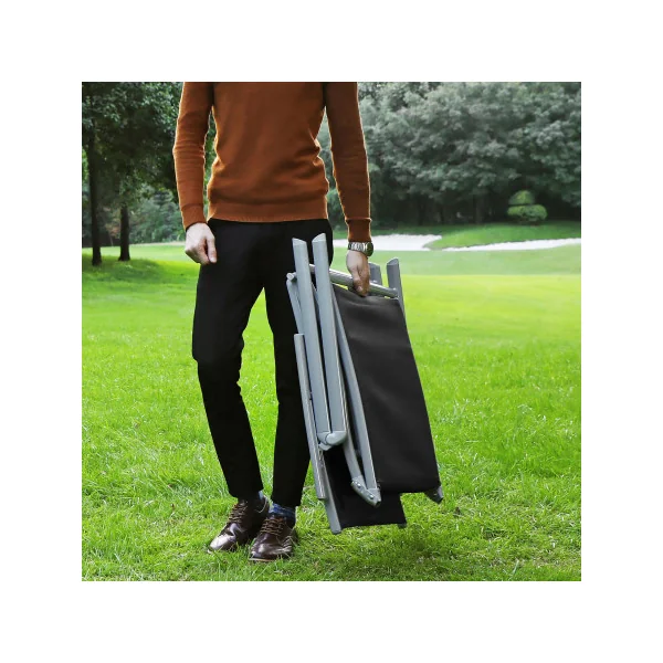 Transat de Jardin Noir Bain de Soleil en Alu avec Matelas Noir