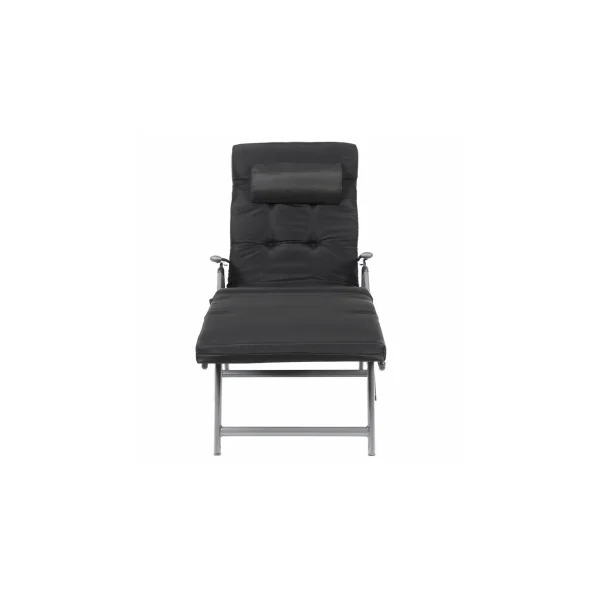 Transat de Jardin Noir Bain de Soleil en Alu avec Matelas Noir