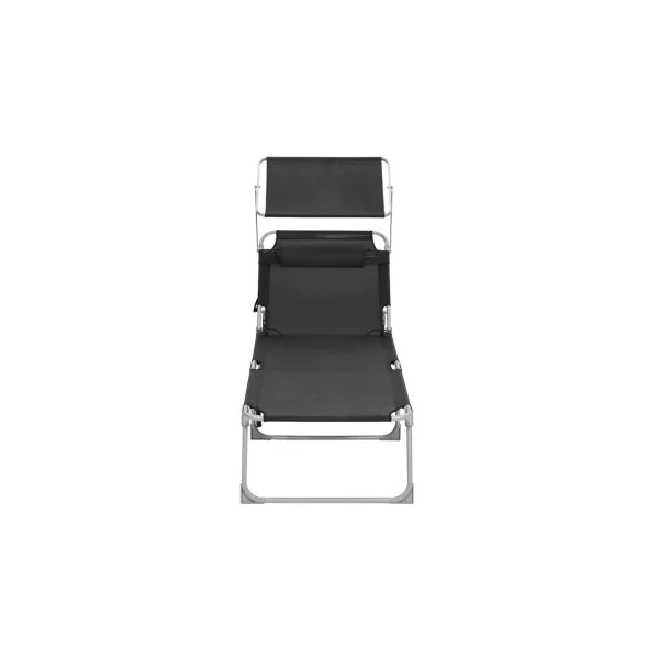 Transat Noir avec Coussin et Parasol Bain de Soleil Terrasse Jardin Plage