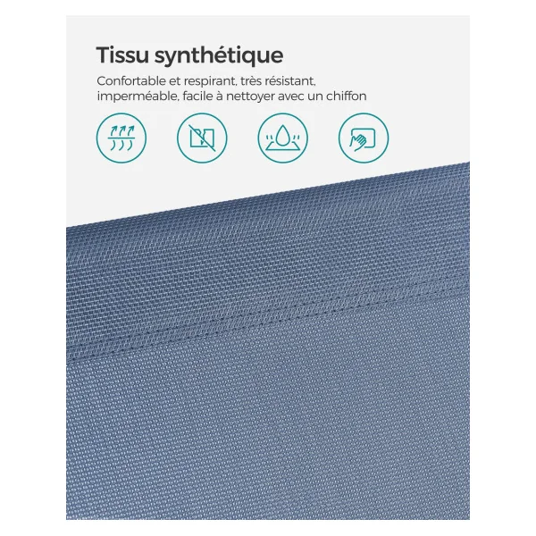 Transat Pliable Bain de Soleil avec Pare-Soleil Bleu en Acier