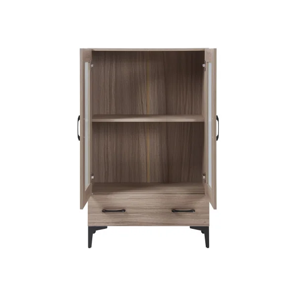 Vaisselier Armoire Vitrée 70 x 31 x 115 cm Chêne 2 Portes 1 Tiroir