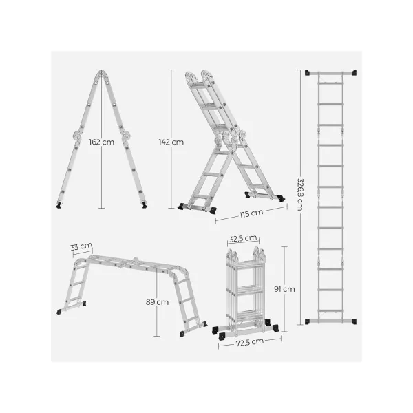 Échelle Pliable Multifonctionnelle Aluminium Résistance 150 kg