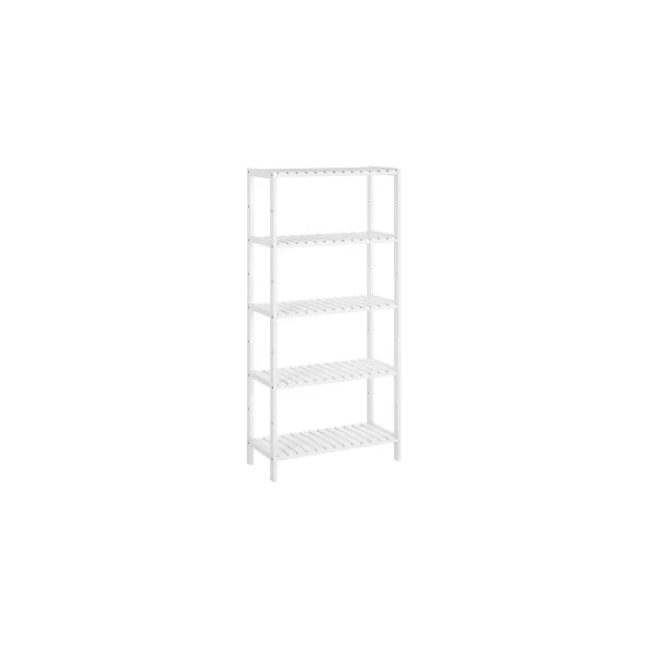 Étagère 5 Niveaux Bambou Blanc Étagère Salle de Bain