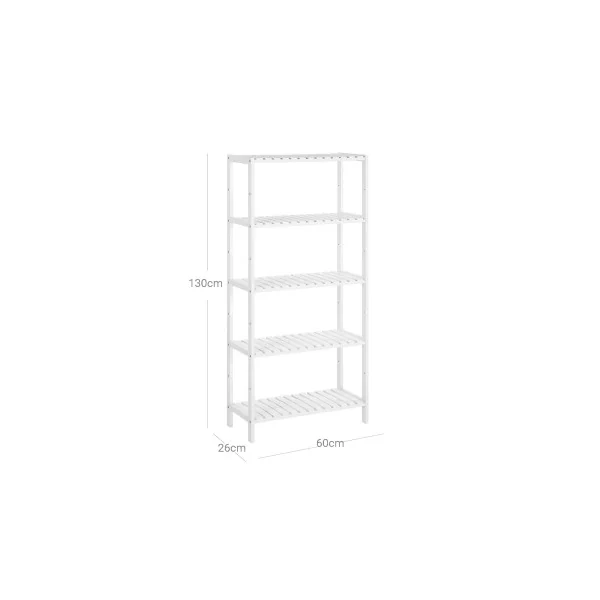 Étagère 5 Niveaux Bambou Blanc Étagère Salle de Bain