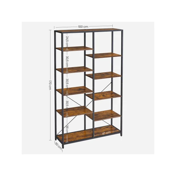 Étagère 5 Niveaux Industriel Meuble de Rangement Salon Chambre Bibliothèque