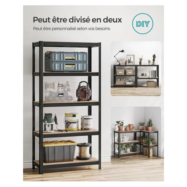 Étagère 90x40x180 cm Charge Lourde Lot de 2 Rack Rangement Stockage