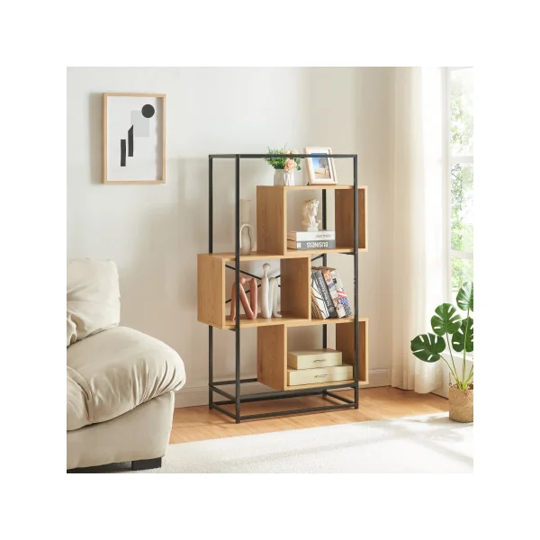 Étagère Autoportante 3 Cubes 80 x 33 x 125 cm Noir Chêne
