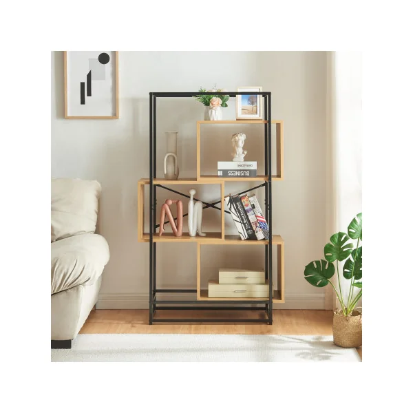 Étagère Autoportante 3 Cubes 80 x 33 x 125 cm Noir Chêne