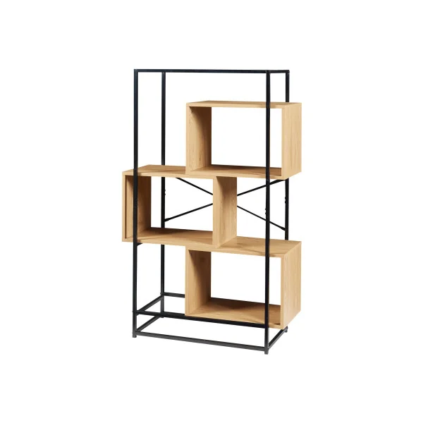 Étagère Autoportante 3 Cubes 80 x 33 x 125 cm Noir Chêne
