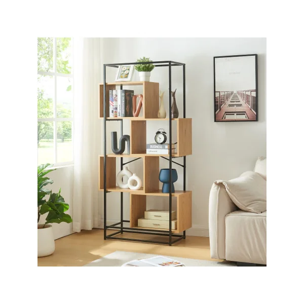 Étagère Autoportante 4 Cubes 80 x 33 x 160 cm Noir Chêne