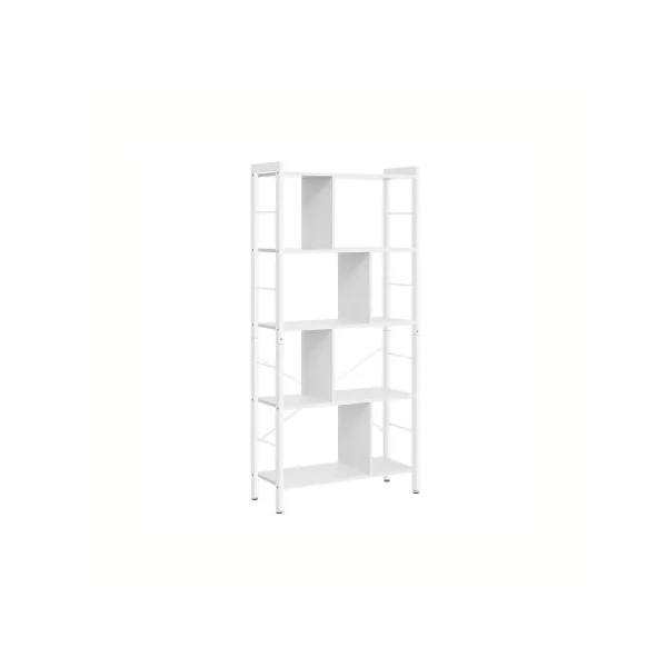 Étagère Bibliothèque 5 Niveaux Blanc Meuble de Rangement sur Pied