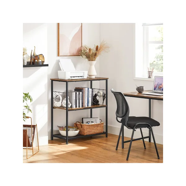 Étagère Cuisine Marron Rustique Noir pour Micro-ondes Étagère de Rangement Îlot Cuisine