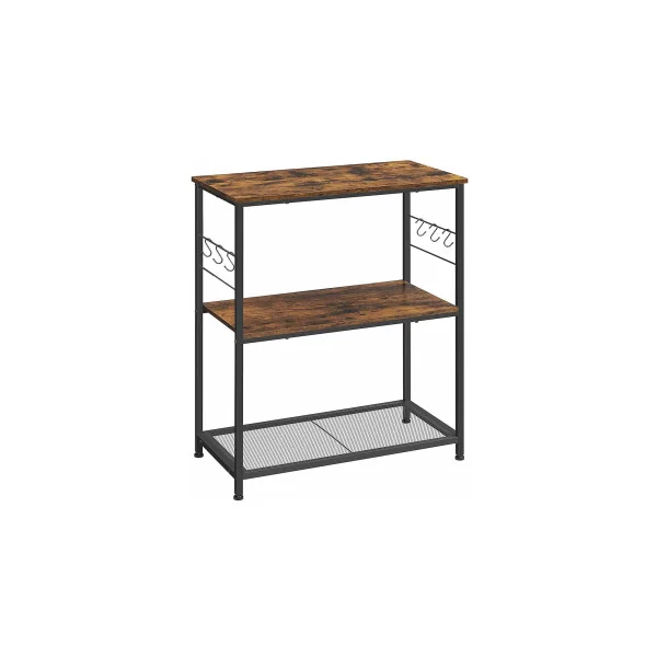 Étagère Cuisine Marron Rustique Noir pour Micro-ondes Étagère de Rangement Îlot Cuisine