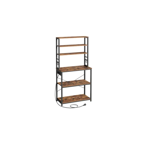 Étagère de Cuisine avec Multiprise Étagère 80x40x167 cm Machine à Café Meuble pour Four à Micro-Ondes Marron Rustique