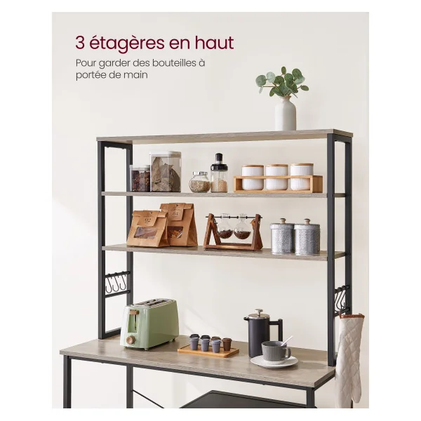 Étagère de Cuisine Style Industriel Étagère pour Machine à Café Rangement Micro Ondes