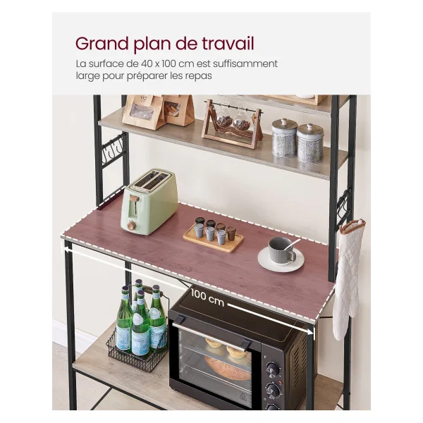 Étagère de Cuisine Style Industriel Étagère pour Machine à Café Rangement Micro Ondes