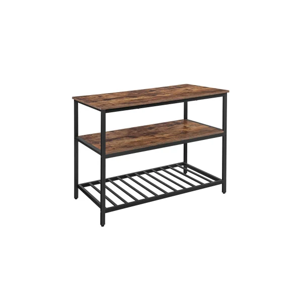 Étagère de Rangement avec Plan de Travail 120x60x90 cm Étagère de Cuisine Marron Rustique et Noir