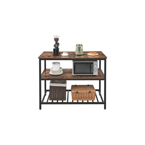 Étagère de Rangement avec Plan de Travail 120x60x90 cm Étagère de Cuisine Marron Rustique et Noir