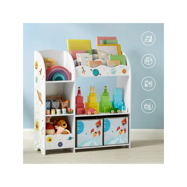 Étagère de Rangement Enfant Thème Espace Meuble de Rangement Multifonctionnel