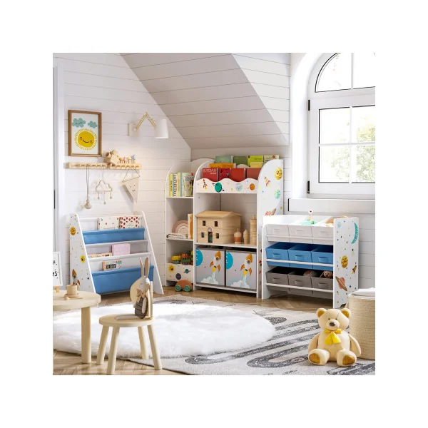 Étagère de Rangement Enfant Thème Espace Meuble de Rangement Multifonctionnel