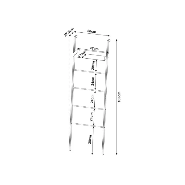 Étagère Echelle Acier de Salle de Bain 50 x 28 x 160 cm Blanc Porte Serviette