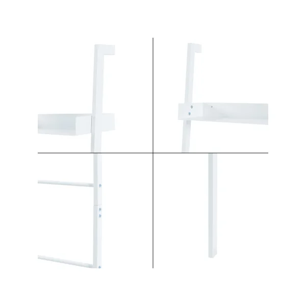Étagère Echelle Acier de Salle de Bain 50 x 28 x 160 cm Blanc Porte Serviette