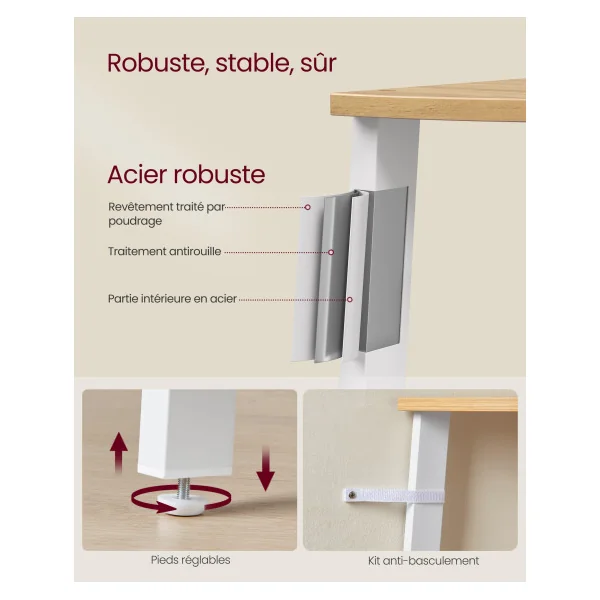 Étagère Echelle d'Angle 4 niveaux Chêne et Blanc Meuble de Rangement