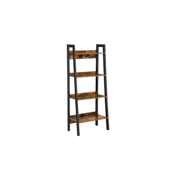 Étagère Echelle Industriel 4 Niveaux Marron Rustique Noir