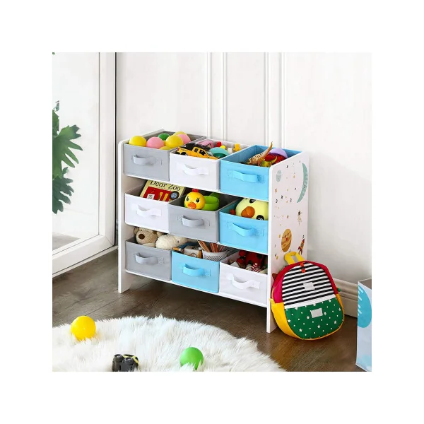 Étagère Enfant avec 9 Boîtes de Rangement Livres Jouets