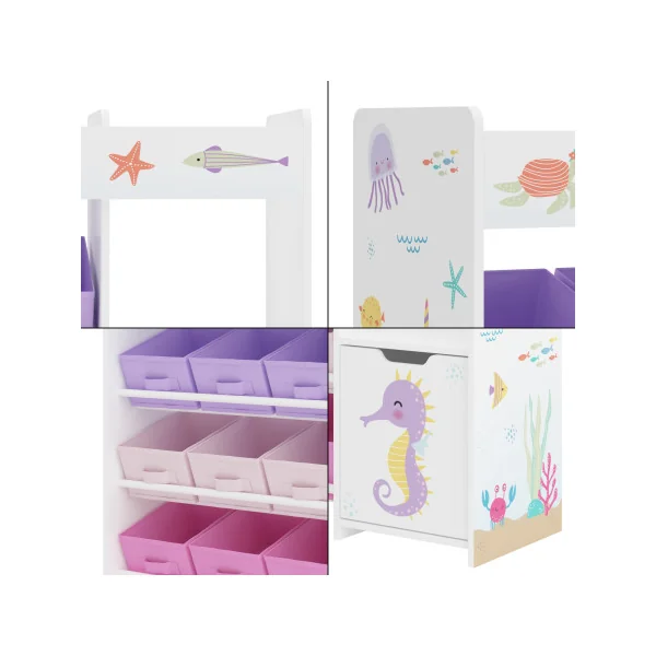 Étagère Enfant avec Motif Océan 90 x 30 x 80 cm Rangement Jouet Chambre Enfant