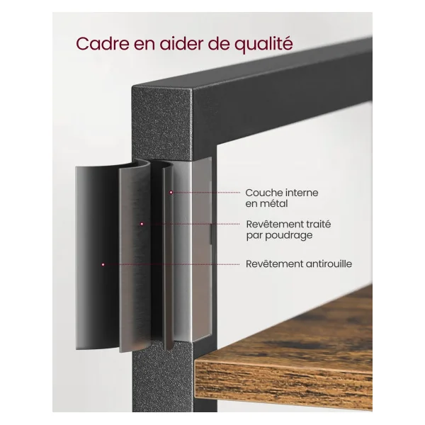 Étagère Livres Meuble de Rangement Ouvert Bibliothèque 6 Niveaux Marron Rustique et Noir