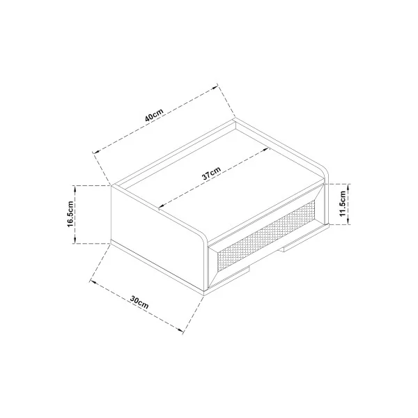 Étagère Murale 40 x 30 x 17 cm avec Tiroir Table Chevet Suspendu Table de Nuit Blanc Rotin