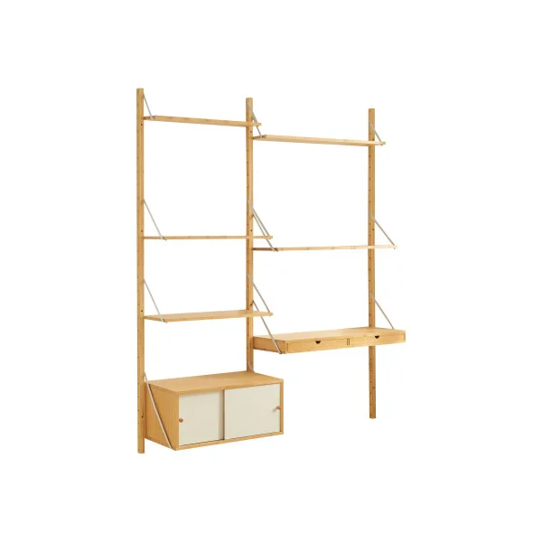 Étagère Murale en Bambou 147 x 34 x 176 cm 2 Tiroirs 7 Niveaux