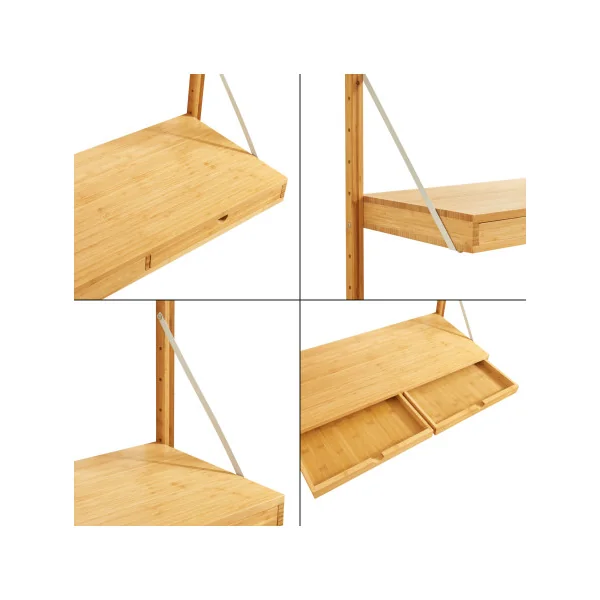 Étagère Murale en Bambou 85 x 36 x 85 cm avec 2 Tiroirs